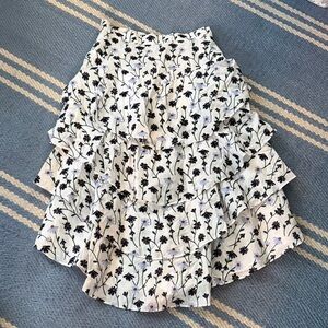 Pearl Lela rose Tiered Ruffle Floral voile skirt 6 lavender embroidered skirt